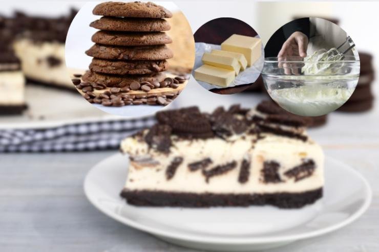 torta con biscotti, burro e zucchero